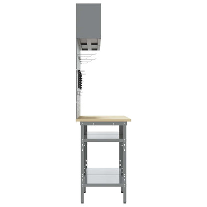 Set banco da lavoro con lo scaffale 8 pcs Rosso e Grigio - homemem39