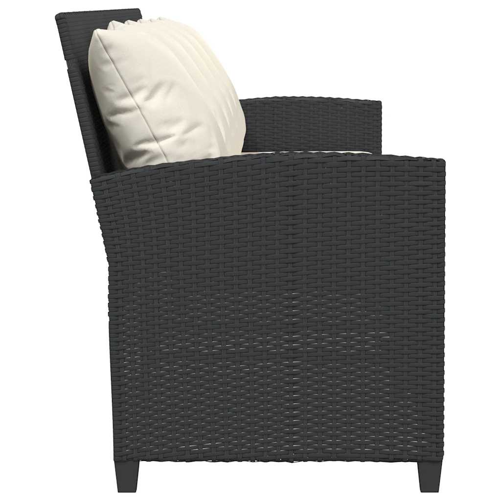 Divano da Giardino a 5 Posti con Cuscini Nero in Polyrattan | homemem39