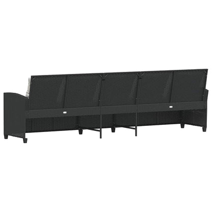 Divano da Giardino a 5 Posti con Cuscini Nero in Polyrattan | homemem39
