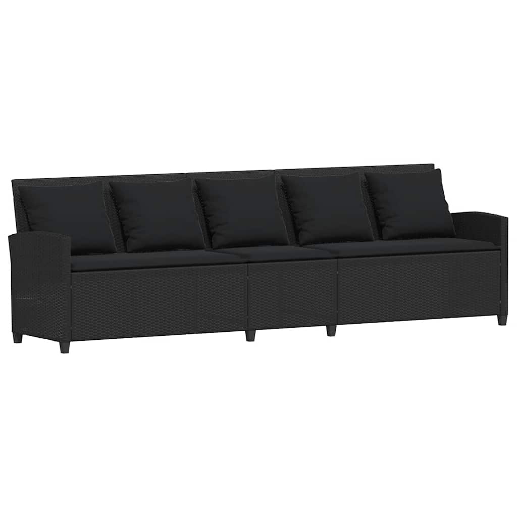 Divano da Giardino a 5 Posti con Cuscini Nero in Polyrattan | homemem39