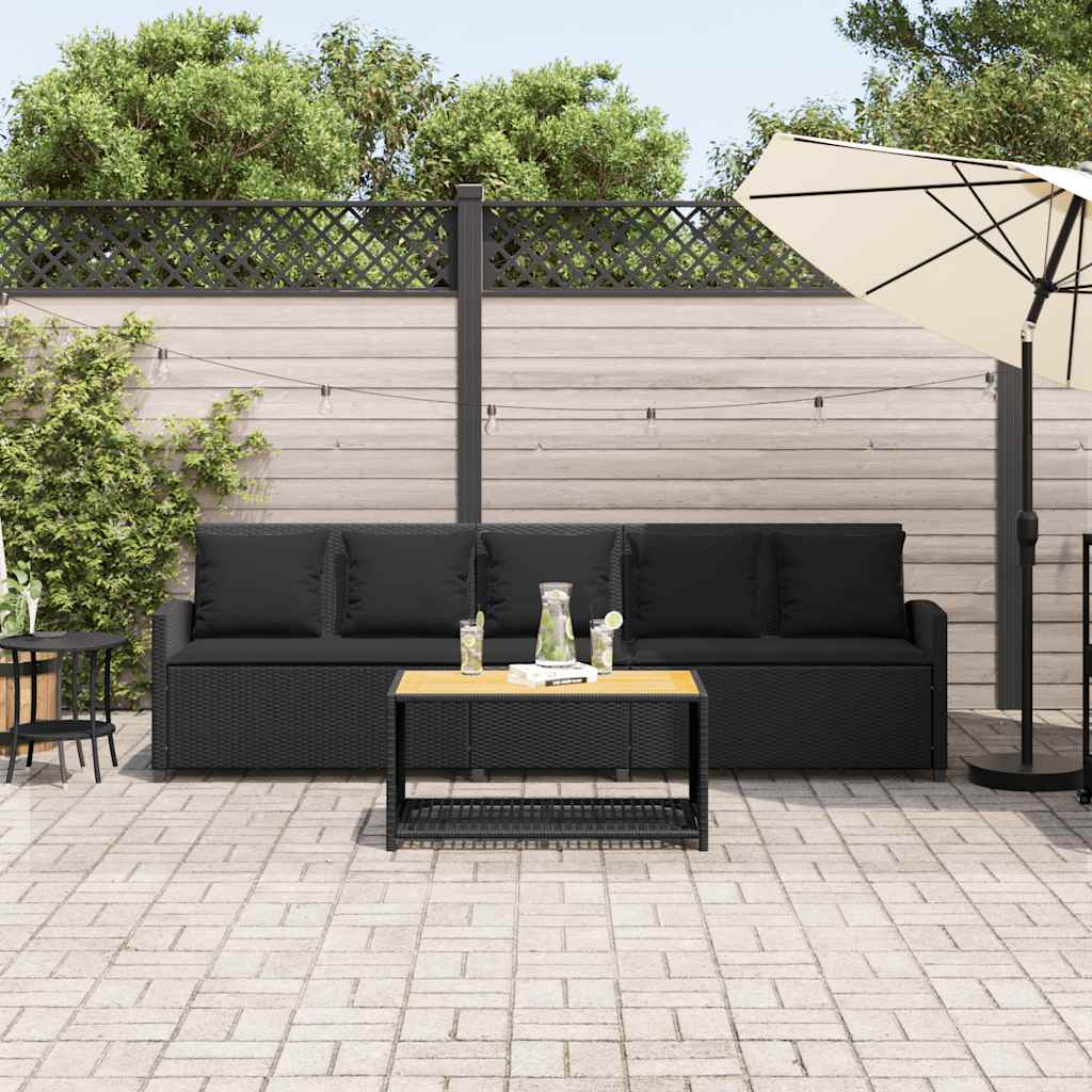 Divano da Giardino a 5 Posti con Cuscini Nero in Polyrattan | homemem39