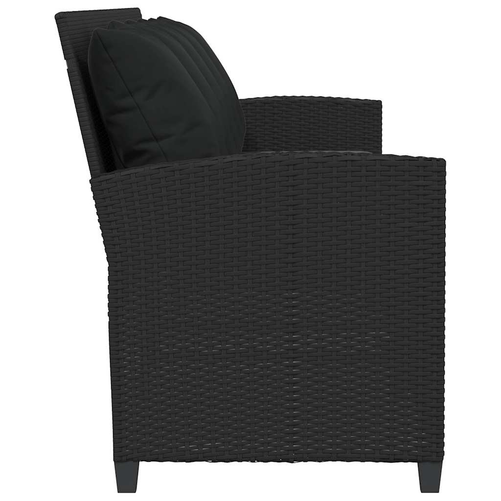 Divano da Giardino a 5 Posti con Cuscini Nero in Polyrattan | homemem39