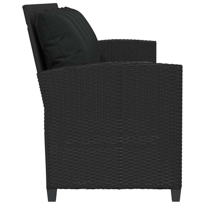 Divano da Giardino a 5 Posti con Cuscini Nero in Polyrattan | homemem39