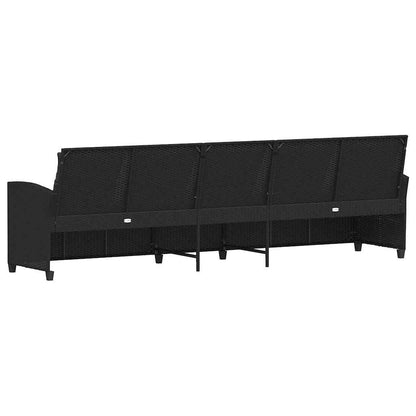Divano da Giardino a 5 Posti con Cuscini Nero in Polyrattan | homemem39