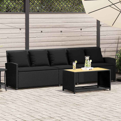 Divano da Giardino a 5 Posti con Cuscini Nero in Polyrattan | homemem39