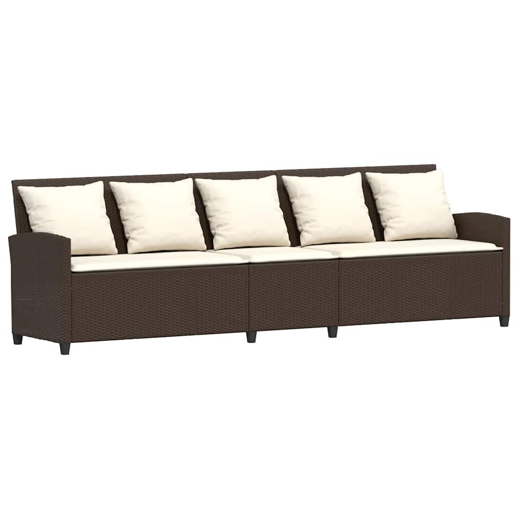Divano da Giardino a 5 Posti con Cuscini in Polyrattan Marrone | homemem39