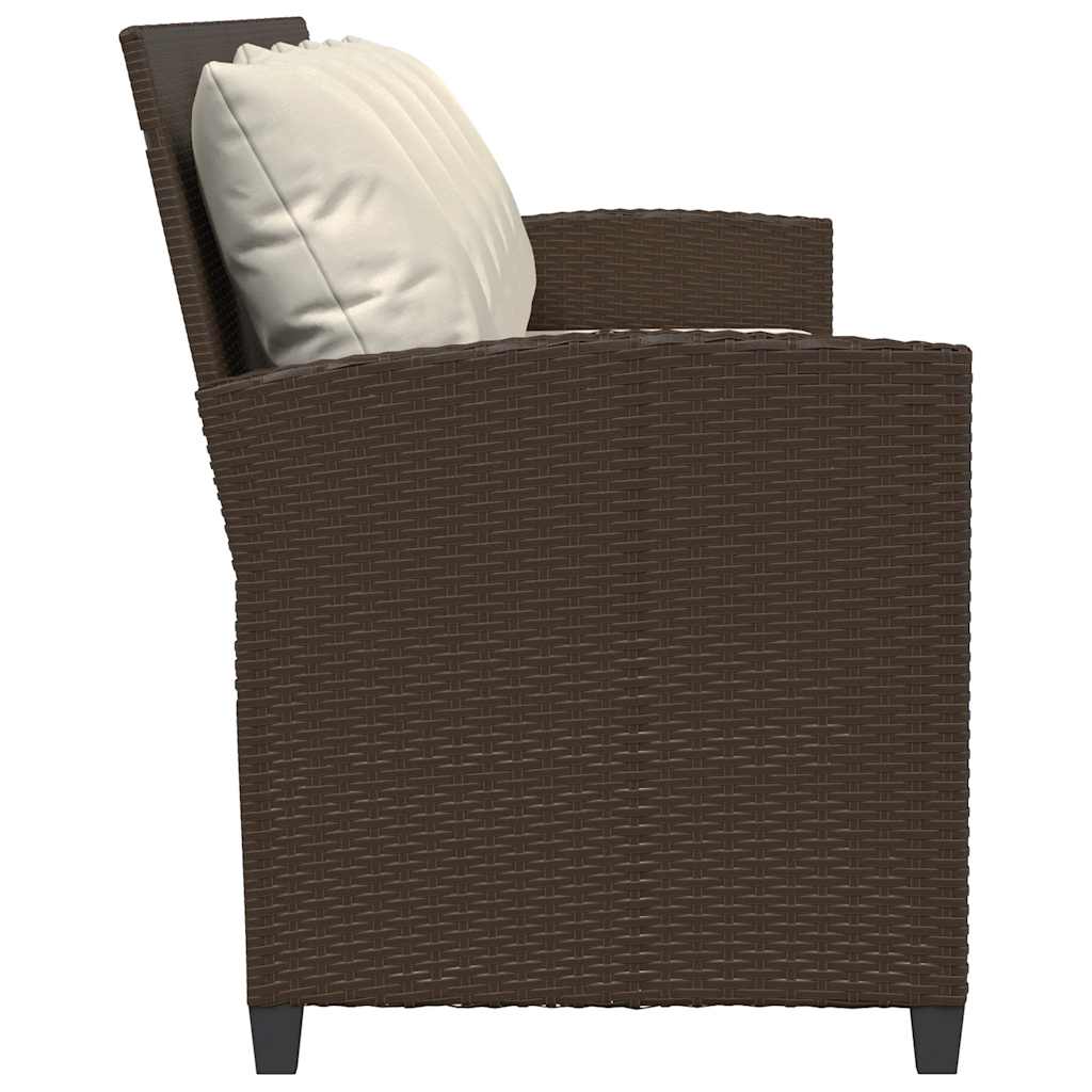 Divano da Giardino a 5 Posti con Cuscini in Polyrattan Marrone | homemem39