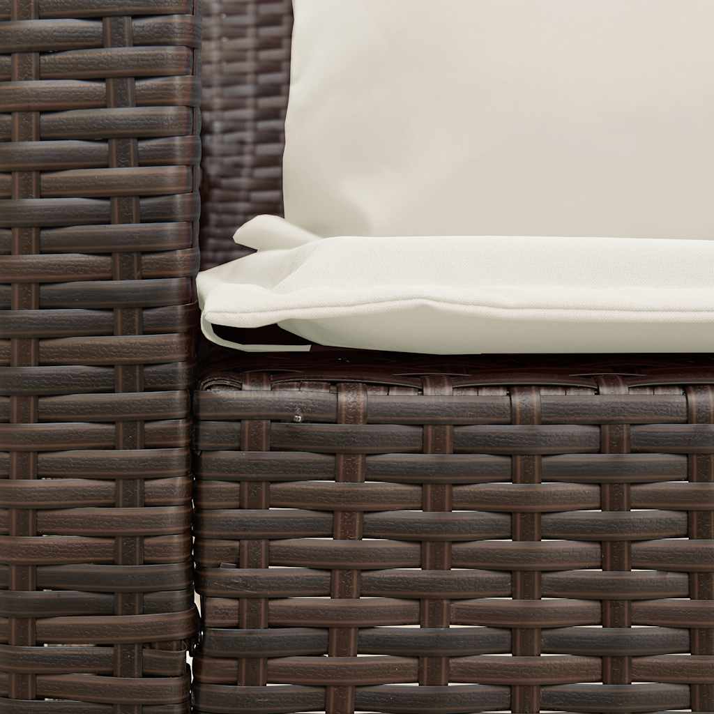 Divano da Giardino a 5 Posti con Cuscini in Polyrattan Marrone | homemem39
