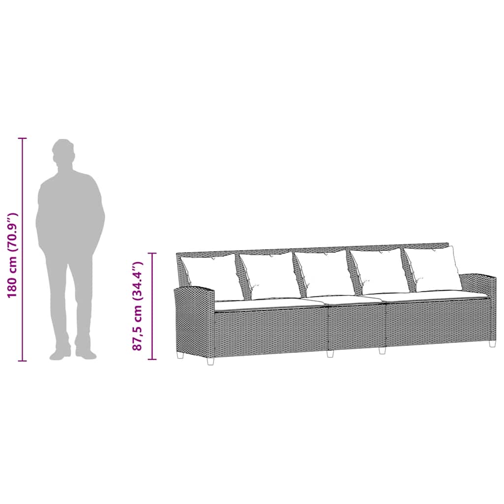 Divano da Giardino a 5 Posti con Cuscini in Polyrattan Marrone | homemem39