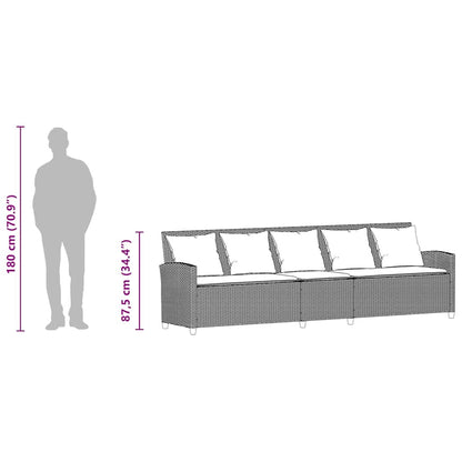 Divano da Giardino a 5 Posti con Cuscini in Polyrattan Marrone | homemem39