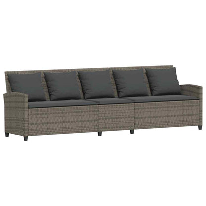 Divano da Giardino con Cuscini 5 Posti Grigio in Polyrattan | homemem39