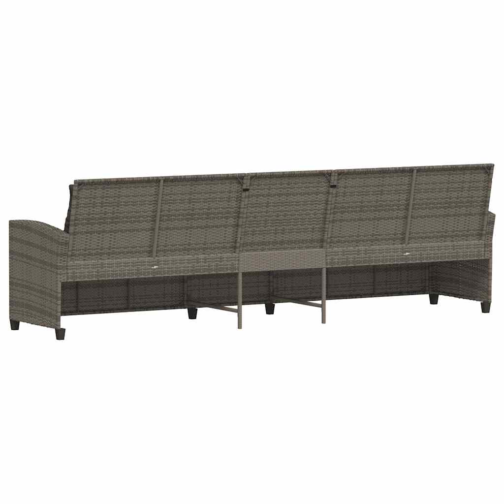 Divano da Giardino con Cuscini 5 Posti Grigio in Polyrattan | homemem39