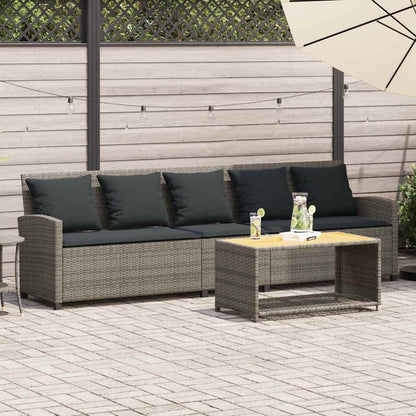 Divano da Giardino con Cuscini 5 Posti Grigio in Polyrattan | homemem39