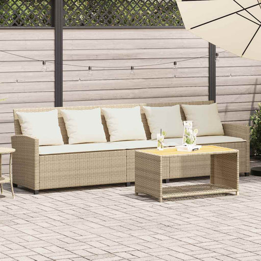 Divano da Giardino con Cuscini a 5 Posti Beige in Polyrattan - homemem39