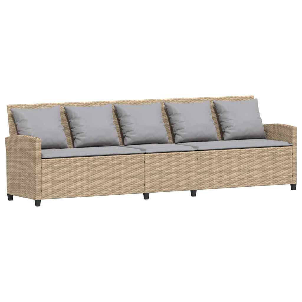 Divano da Giardino con Cuscini a 5 Posti Beige in Polyrattan | homemem39