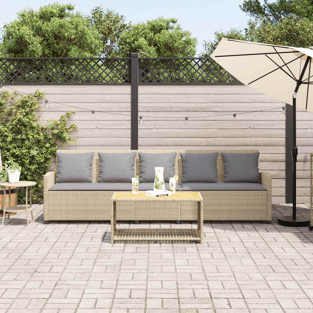 Divano da Giardino con Cuscini a 5 Posti Beige in Polyrattan | homemem39
