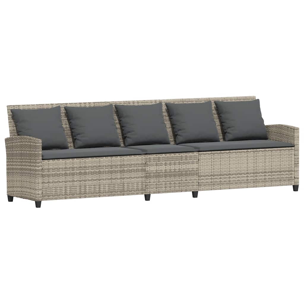 Divano da Giardino con Cuscini 5 Posti Grigio Chiaro Polyrattan | homemem39