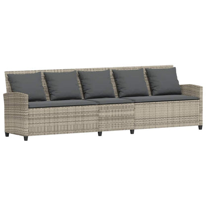 Divano da Giardino con Cuscini 5 Posti Grigio Chiaro Polyrattan | homemem39