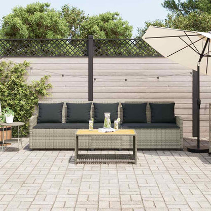 Divano da Giardino con Cuscini 5 Posti Grigio Chiaro Polyrattan | homemem39