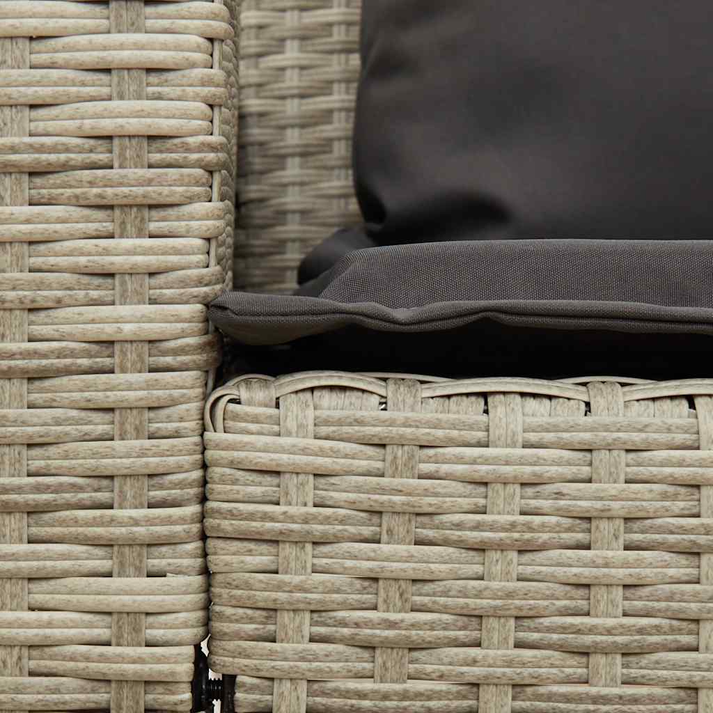 Divano da Giardino con Cuscini 5 Posti Grigio Chiaro Polyrattan | homemem39