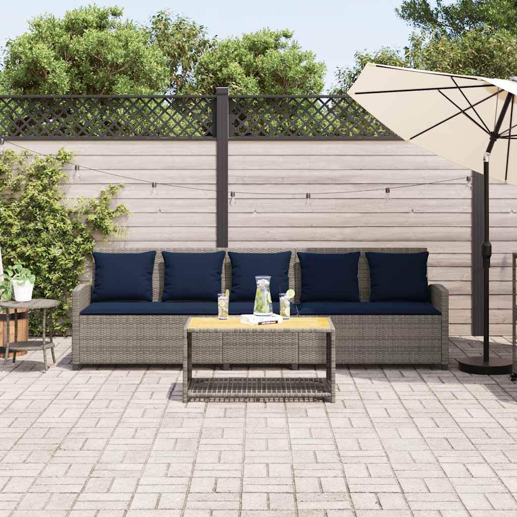 Divano da Giardino con Cuscini 5 Posti in Polyrattan