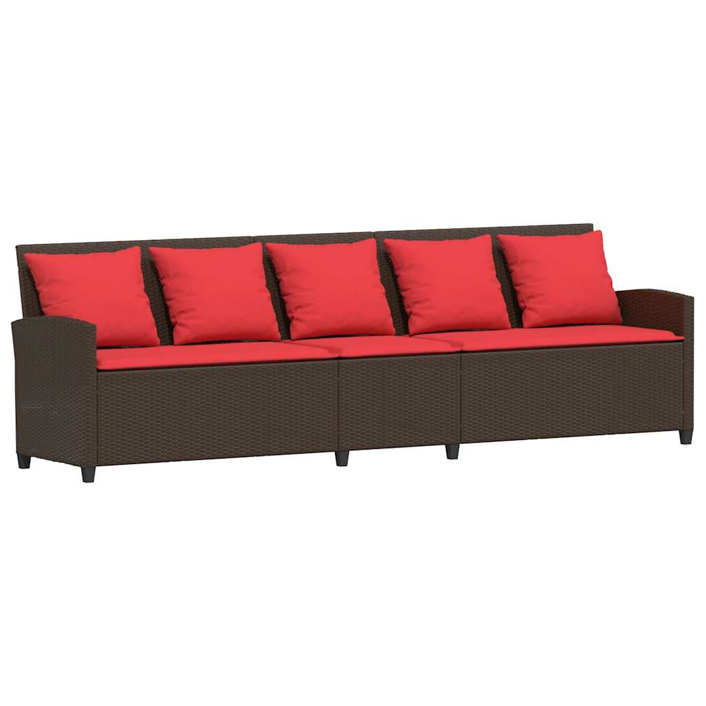 Divano da Giardino a 5 Posti con Cuscini in Polyrattan Marrone | homemem39