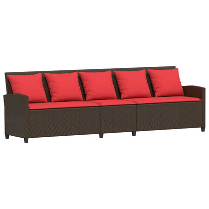 Divano da Giardino a 5 Posti con Cuscini in Polyrattan Marrone | homemem39