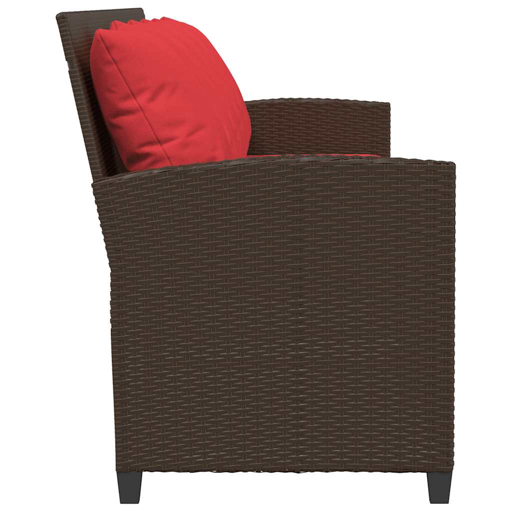 Divano da Giardino a 5 Posti con Cuscini in Polyrattan Marrone | homemem39