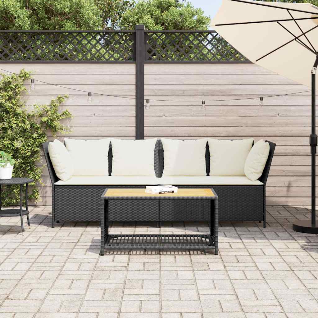 Divano da Giardino con Cuscini in Polyrattan Nero | homemem39