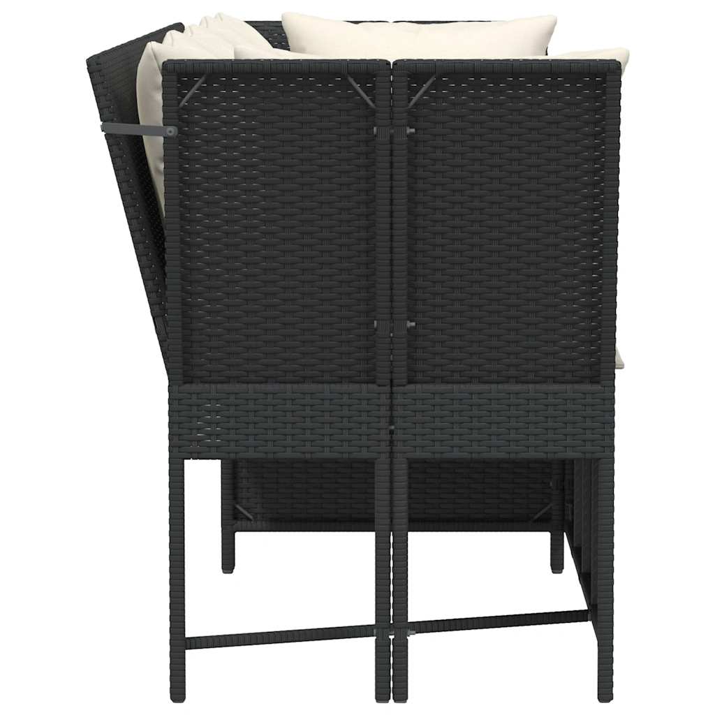 Divano da Giardino con Cuscini in Polyrattan Nero | homemem39