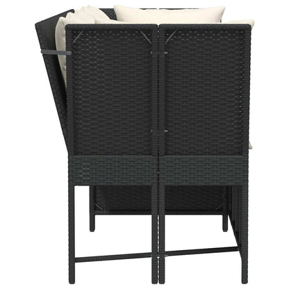 Divano da Giardino con Cuscini in Polyrattan Nero - homemem39