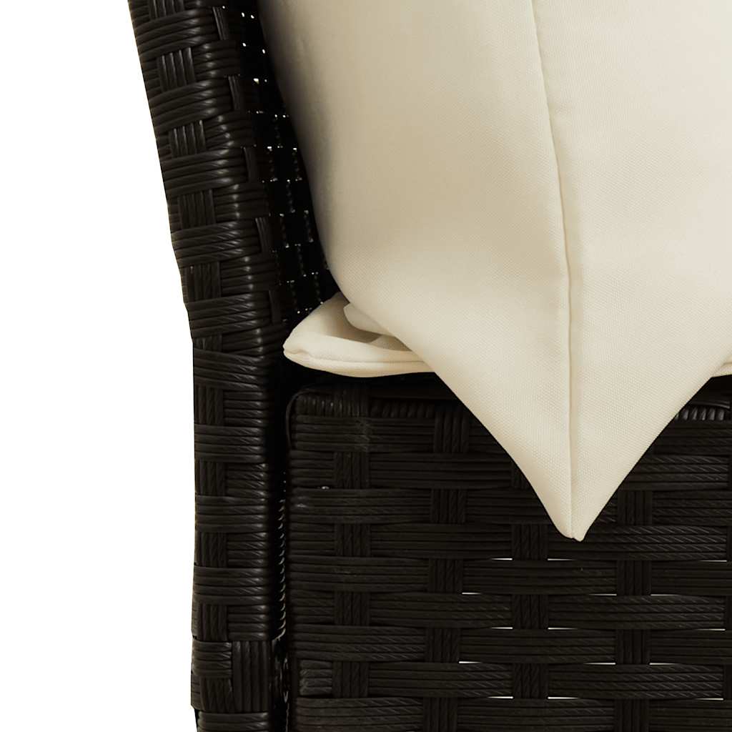 Divano da Giardino con Cuscini in Polyrattan Nero - homemem39