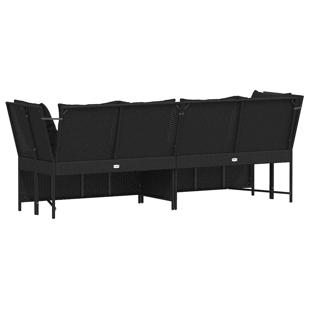 Divano da Giardino con Cuscini in Polyrattan Nero | homemem39