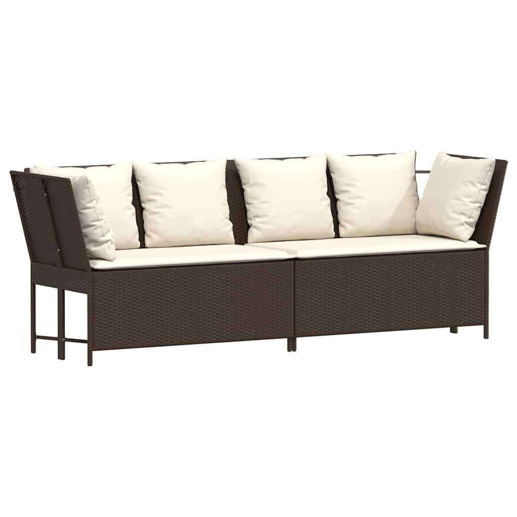 Divano da Giardino con Cuscini in Polyrattan Marrone | homemem39