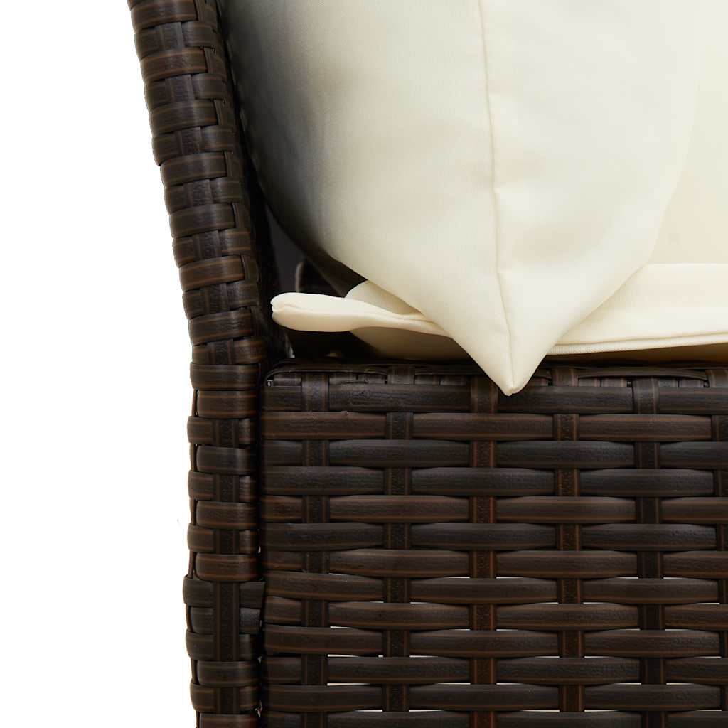 Divano da Giardino con Cuscini in Polyrattan Marrone | homemem39