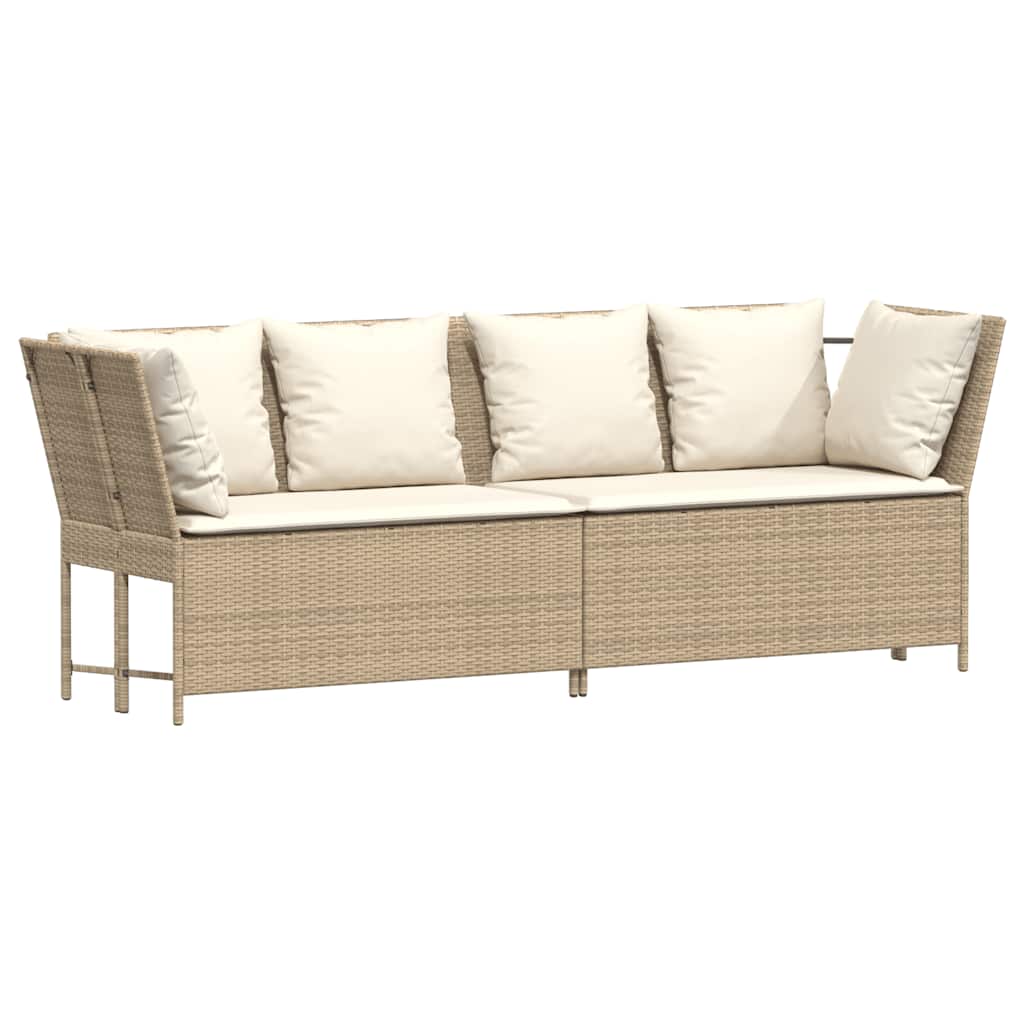 Divano da Giardino con Cuscini in Polyrattan Beige | homemem39