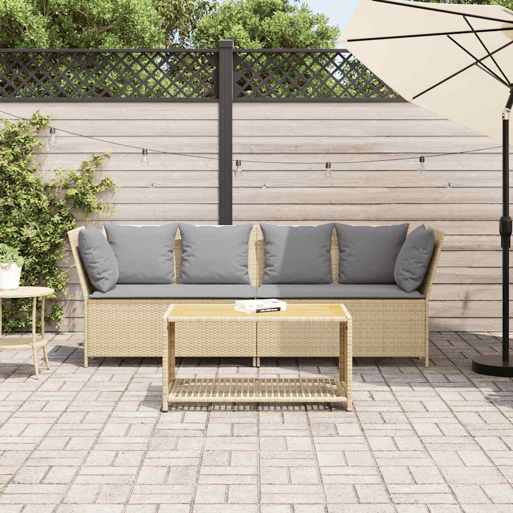 Divano da Giardino con Cuscini in Polyrattan Beige | homemem39