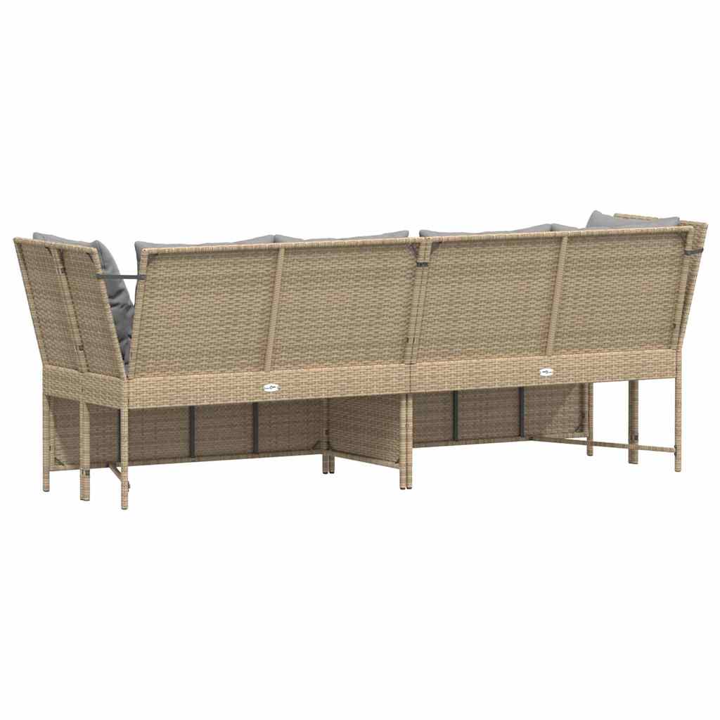 Divano da Giardino con Cuscini in Polyrattan Beige | homemem39