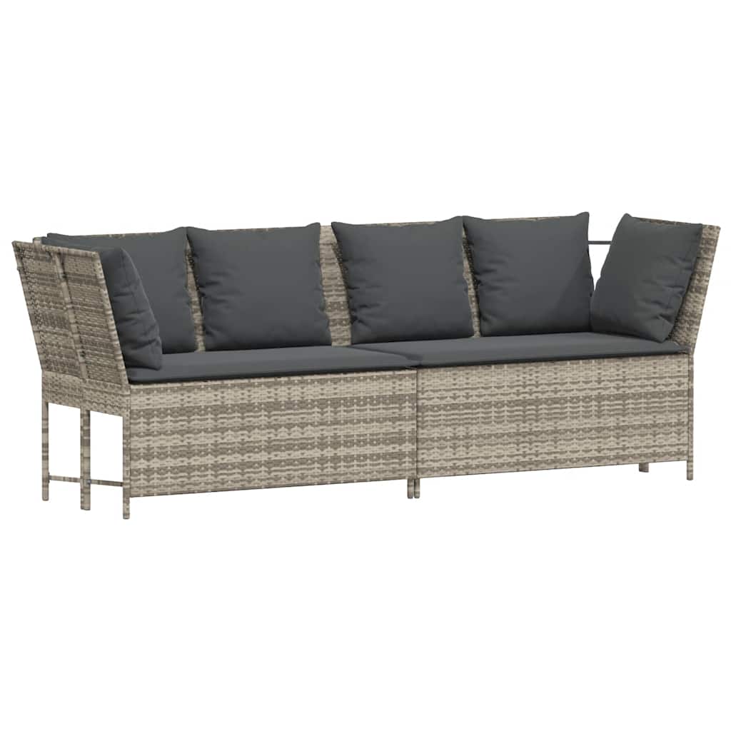 Divano da Giardino con Cuscini in Polyrattan Grigio Chiaro - homemem39