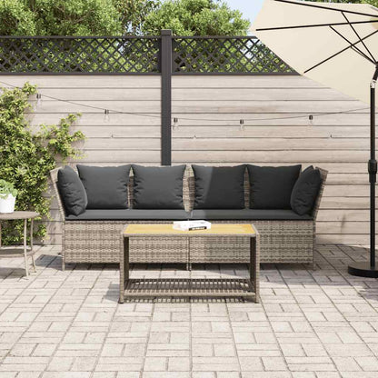 Divano da Giardino con Cuscini in Polyrattan Grigio Chiaro - homemem39