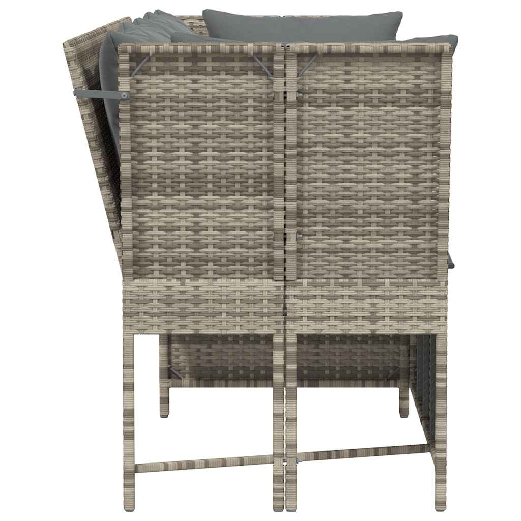 Divano da Giardino con Cuscini in Polyrattan Grigio Chiaro | homemem39