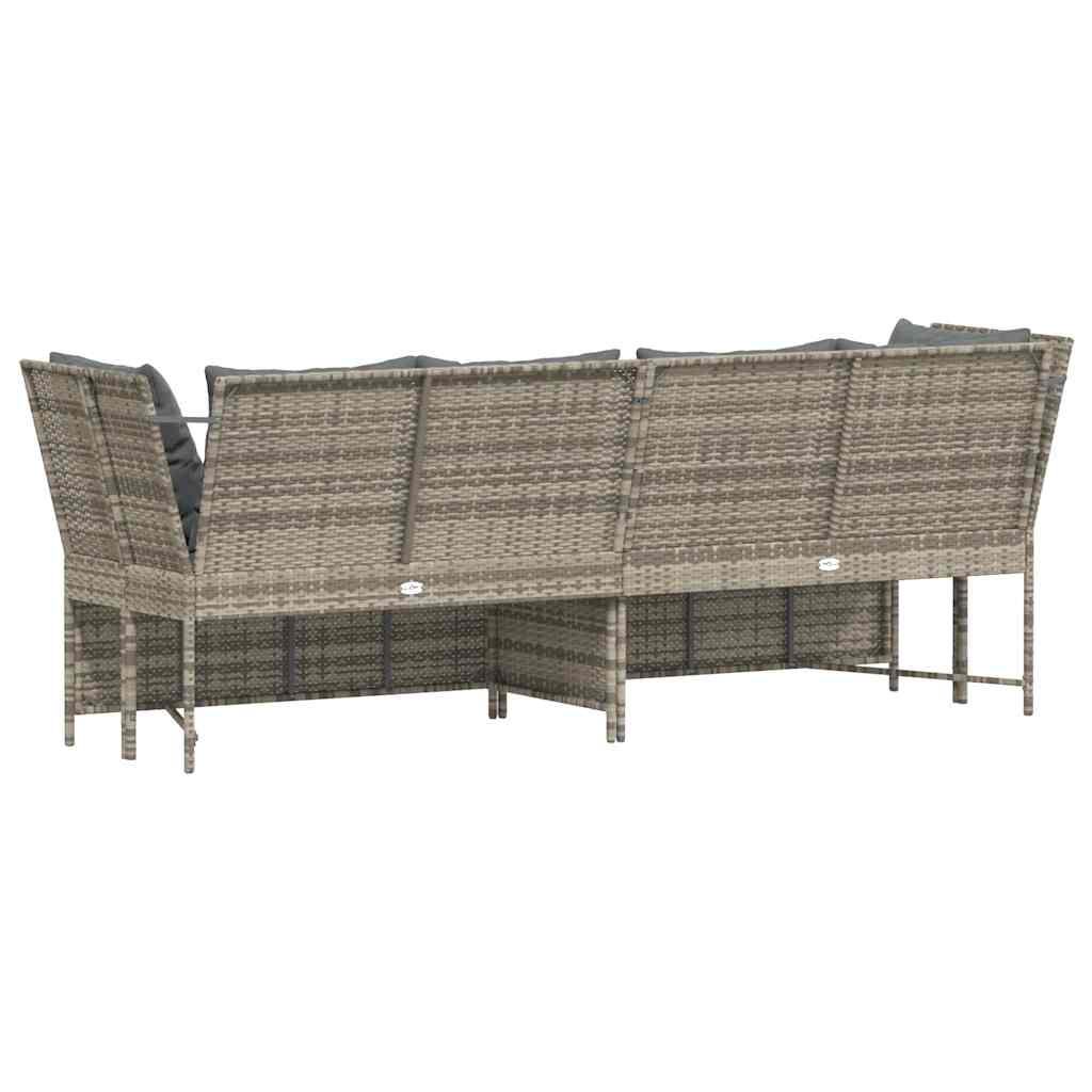 Divano da Giardino con Cuscini in Polyrattan Grigio Chiaro | homemem39