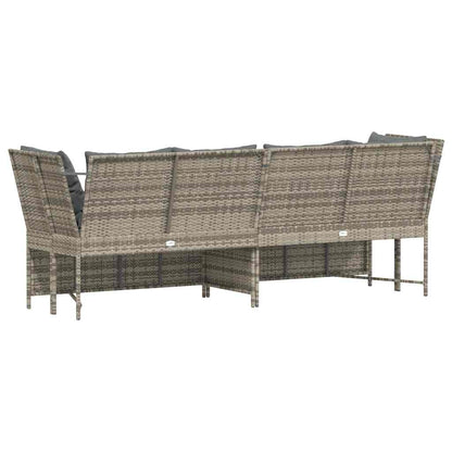 Divano da Giardino con Cuscini in Polyrattan Grigio Chiaro - homemem39