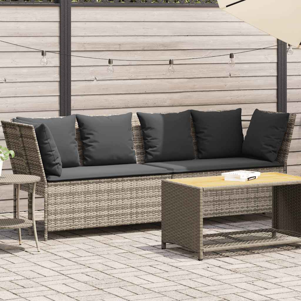 Divano da Giardino con Cuscini in Polyrattan Grigio Chiaro | homemem39