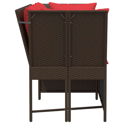 Divano da Giardino con Cuscini in Polyrattan Marrone | homemem39