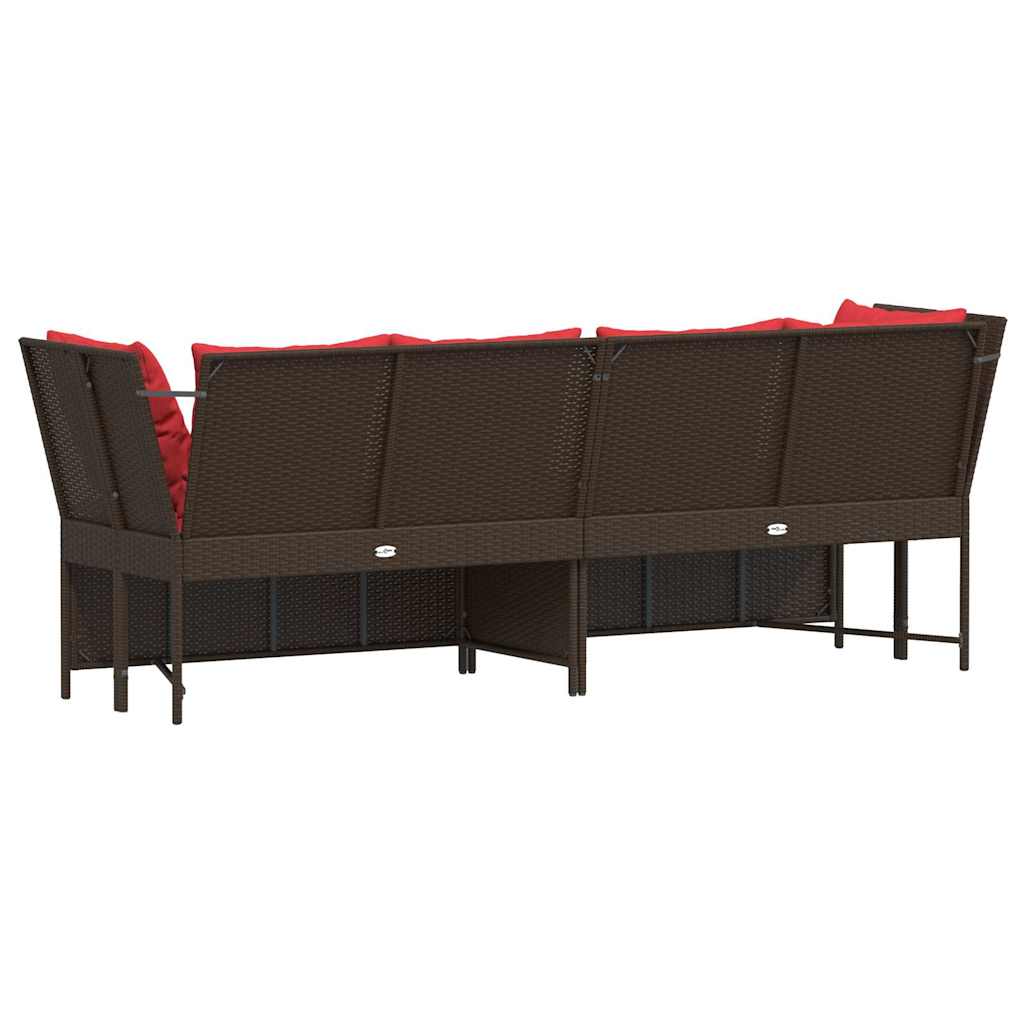 Divano da Giardino con Cuscini in Polyrattan Marrone | homemem39