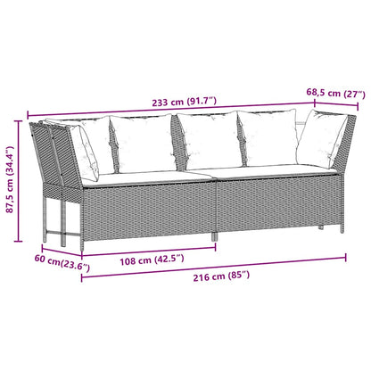 Divano da Giardino con Cuscini in Polyrattan Nero | homemem39