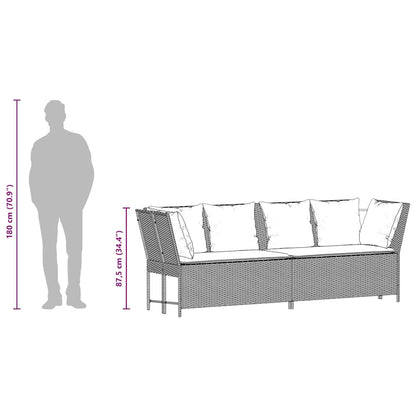 Divano da Giardino con Cuscini in Polyrattan Nero | homemem39