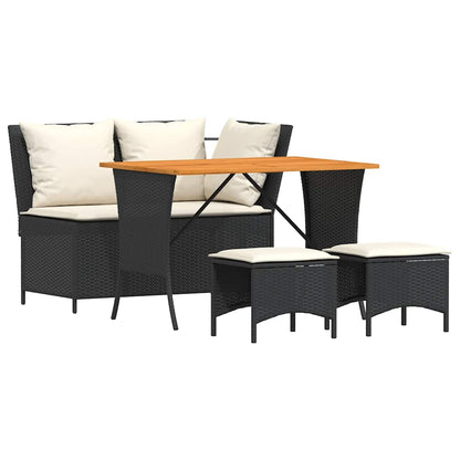 Set da Pranzo da Giardino 4 pz con Cuscini in Polyrattan