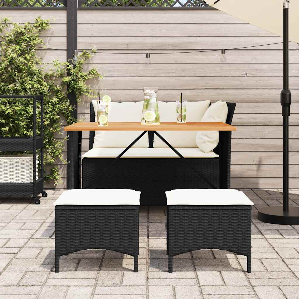 Set da Pranzo da Giardino 4 pz con Cuscini Nero in Polyrattan | homemem39